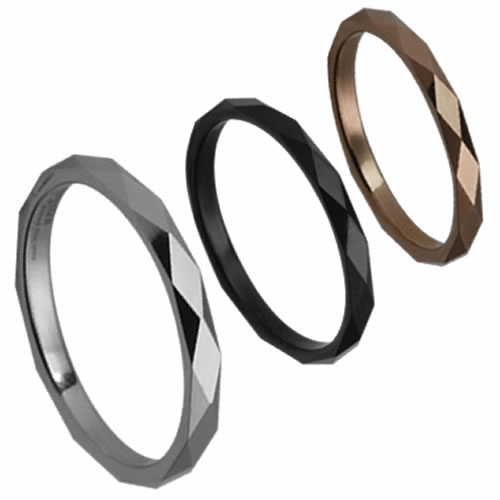 Grts-55b Tungsten Ring With Diamond Cuts - Black