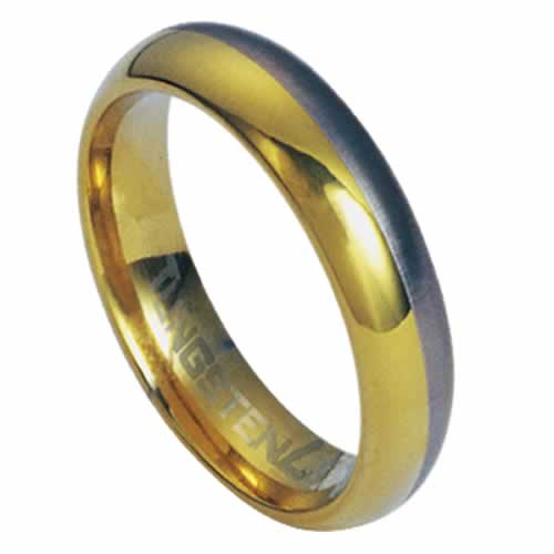 Rts-21 Tungsten Carbide Ring With Gold Stripe