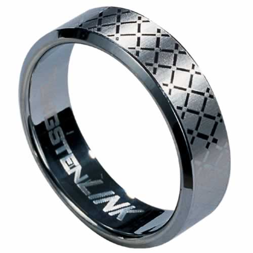 Rts-16 Tungsten Carbide Ring With Laser-made Diamoned-shape Design