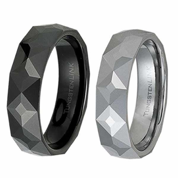 Rts-30b Gorgeous Geometric Tungsten Ring - Gold Tungsten And Black Pvd