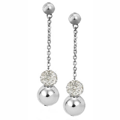 AAB Style ESS-118 Stainless Steel Earrings with Foiled CZ
