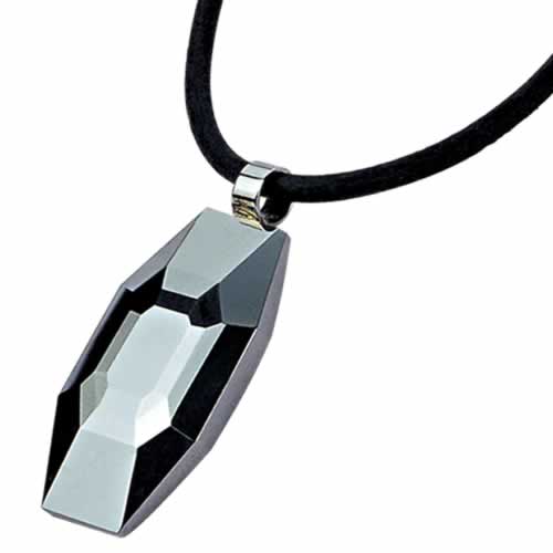 Pts-9 Diamond-cut Tungsten Pendant With Leather Necklace