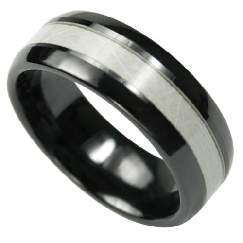 Rc-2 - B&w Black And White Ceramic Ring