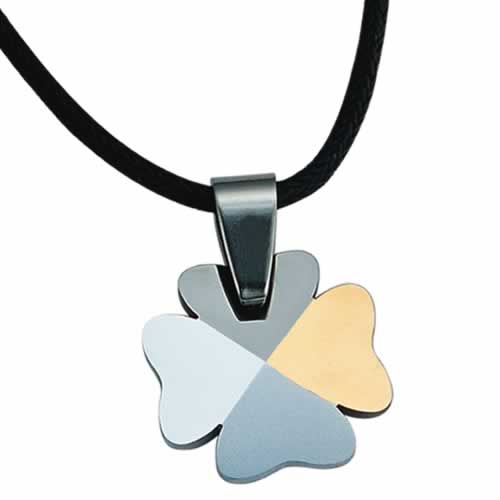 Pts-16 Gorgeous Tungsten 4 Leaf Clover With Gold Pvd Pendant
