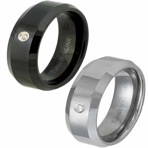 Rts-29c Gorgeous Tungsten Ring With Cubic Zirconia - Coffee