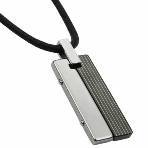 Pts-29 Very Nice Rectangular Tungsten Carbide Pendant In Rose Gold Or Black Pvd