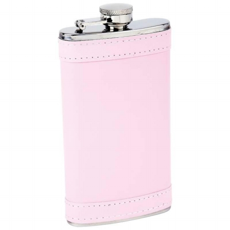 6oz Stainless Steel Flask With Pink Wrap