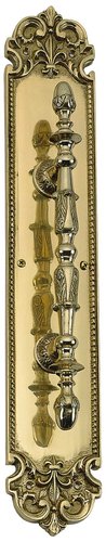 A04-p3221-605 Fluer De Lis Pull Handle-plate 3 In. X 18 In. Polished Brass