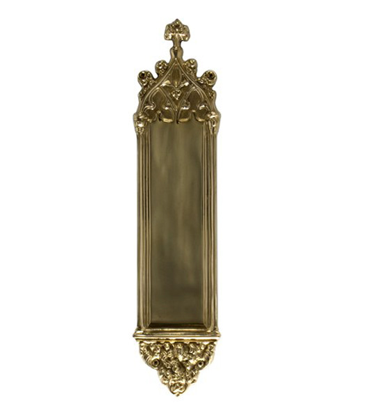 A04-p5600-486 Gothic 3-.37 In. X 16 In. Push Plate Aged Brass