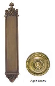 A04-p5640-486 Gothic 3-.37 In. X 23-.75 In. Push Plate Aged Brass