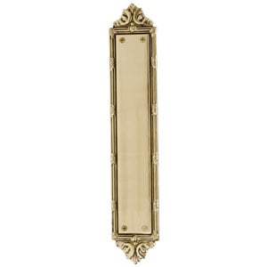 A05-p7230-605 Ribbon & Reed Push Plate 2-.50 In. X 13-.75 In. Polished Brass