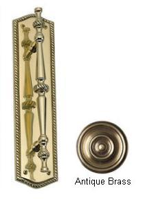 A06-p0251-609 Trafalgar Pull On A Plate 2-3/4" X 11" Antique Brass
