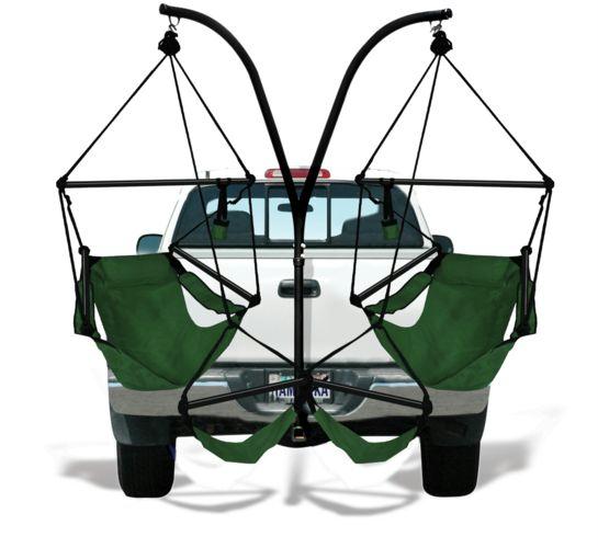 Trailer Hitch Stand And 2 Green Chairs Combo - Alum