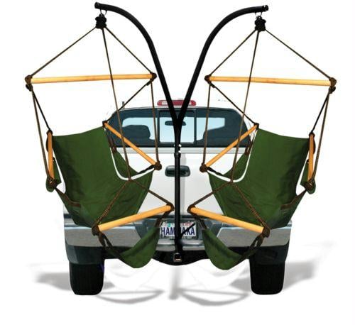 Trailer Hitch Stand And Green Cradle Chair Comob