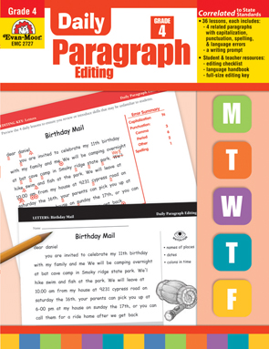 Evan Moor Educational Publishers 2727 Daily Paragraph Editing Grade 4