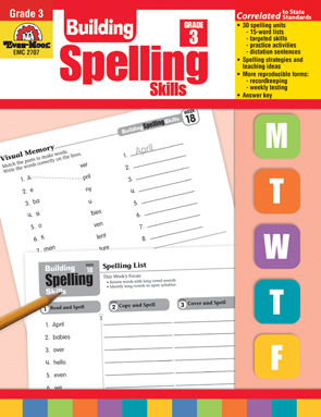 Evan Moor Educational Publishers 2707 Building Spelling Skills Grade 3