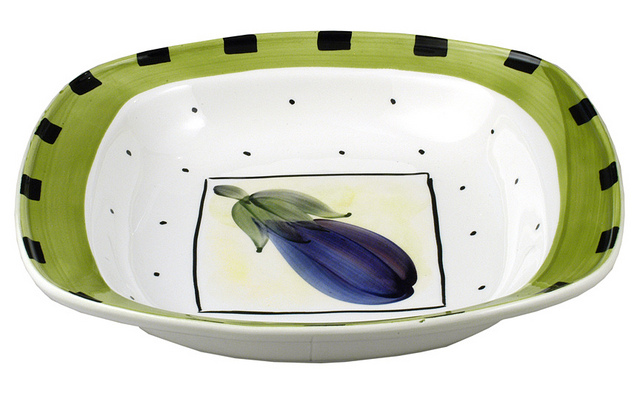 European Gift 2355 371M Hand Painted Italian Ceramics#44; Melanzana#44; Large Serving Platter#44; 14 in. Diameter