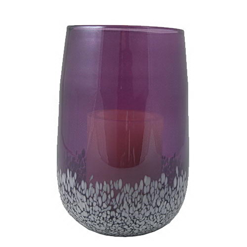 Flipo Group Limited Fla-specgla-pu Speckled Glass Hurricane And Flameless Candle With Timer - Purple