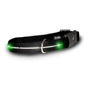 Flipo Group Limited VGCLBK Black Nylon Dog Collars with Green Leds
