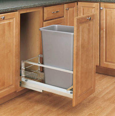 Rev-A-Shelf RS5349.15DM18.117 10.81 in. Soft Close Floor Mount Single 35 qt Bin - Silver Rev-A-Shelf RS5349.15DM18.117 10.81 in. Soft Close Floor Mount Single 35 qt Bin - Silver