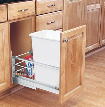 Rev-A-Shelf RS5349.15DM.1 10.75 in. Soft Close Floor Mount Single 35 qt Bin - White Rev-A-Shelf RS5349.15DM.1 10.75 in. Soft Close Floor Mount Single 35 qt Bin - White