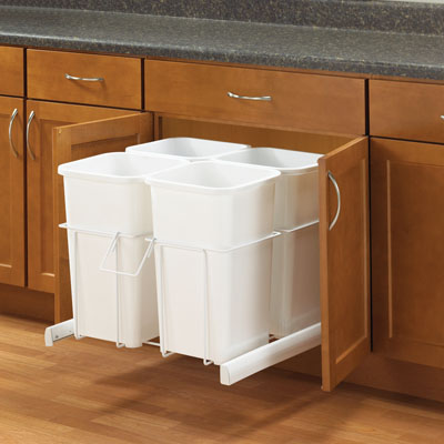 KV FEBSC24 4 27WH White Soft Close#44; Bottom Mount Waste Bins