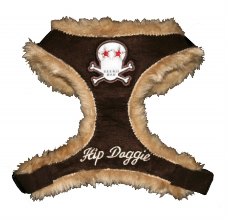 Extra Small Brown Synthetic Fur Skull Harness Vest