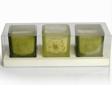 Morgan Avery 7099 7099 3 Candles In Square Glass Holders