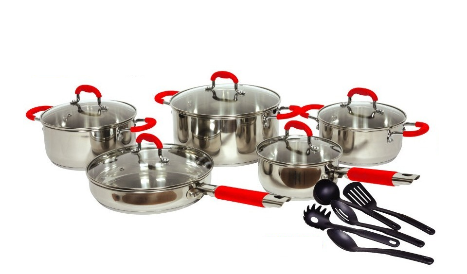 Sc-ss048r Gourmet Chef 15 Piece Stainless Steel Cookware Set
