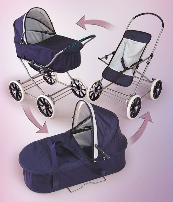 Badger Basket 09922 English Style 3-In-1 Doll Pram, Carrier, & Stroller