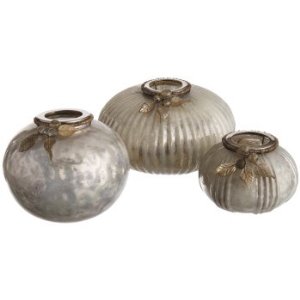 Cbk 308219 Set Of 3 Ivory Mercury Glass Tea Light Candle Holders