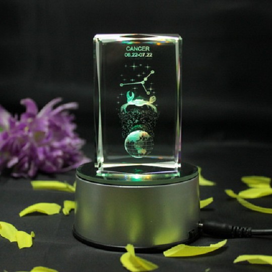 Cet G0000020 Cancer  3D Laser Crystal Gift With Light Base