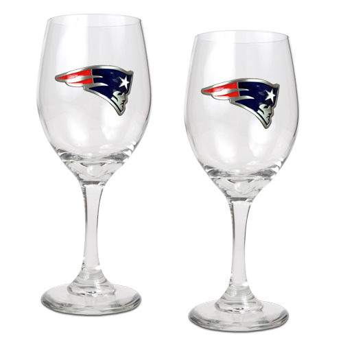 Great American Products Gwgw20187 14 Oz. Wine Glass Set Of 2 Nfl Patriots