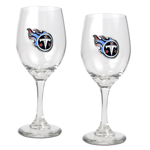 Great American Products Gwgw20287 14 Oz. Wine Glass Set Of 2 Nfl Titans