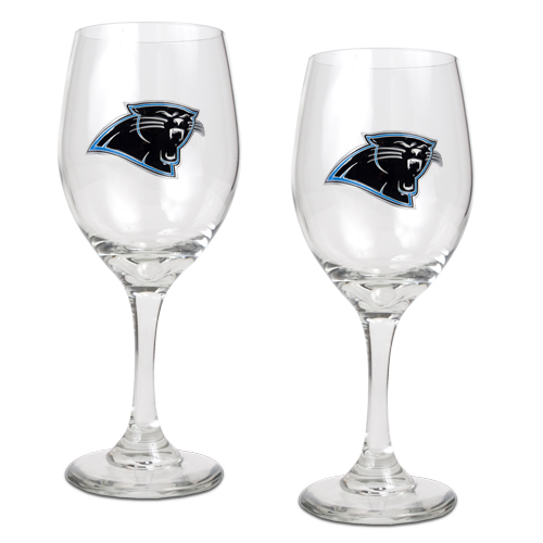 Great American Products Gwgw20307 14 Oz. Wine Glass Set Of 2 Nfl Panthers
