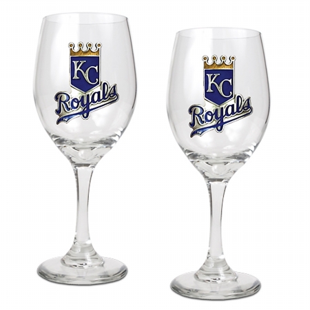 Great American Products Gwgw21134 14 Oz. Wine Glass Set Of 2 Mlb Royals