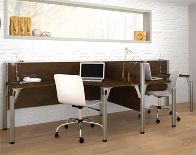 Bestar 100856a-69 Pro-biz Double Side-by-side L-desk Workstation In Chocolate