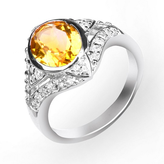 CET BJ011011-7.5 Round Yellow Topaz Ring - 2.20 Ct-Size 7.5