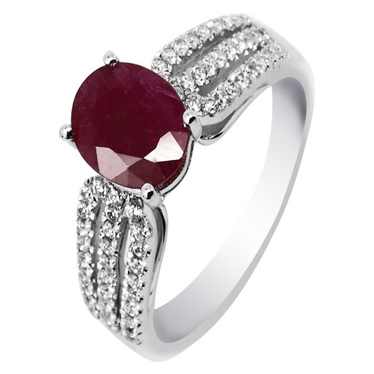 CET BJ011018-7.5 Oval-Shaped Natural Ruby Ring-Size 7.5