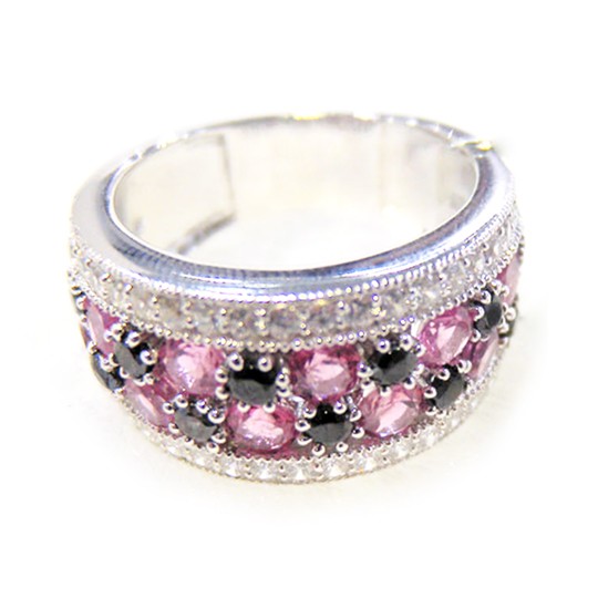 CET BJ011056-8 Multicolored Gemstone Pattern Ring-Size 8