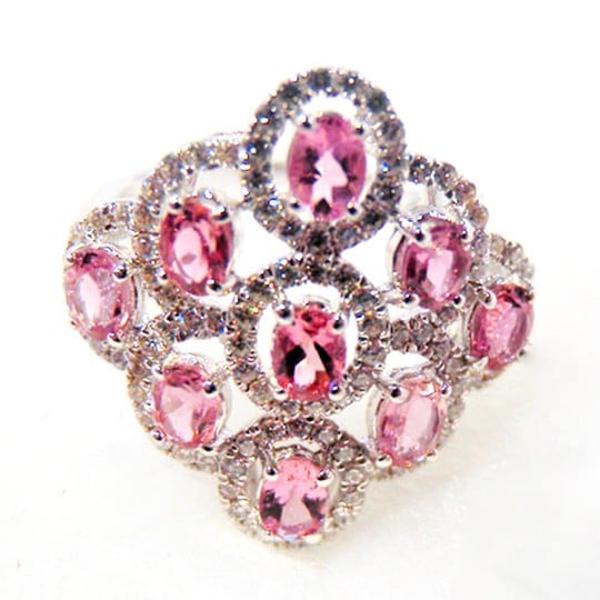 CET BJ011058-6.5 Pink Tourmaline Drop Ring - 1.89 Ct-Size 6.5