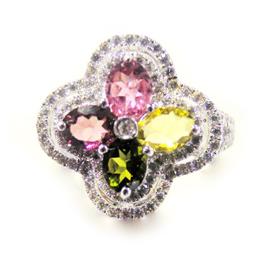 CET BJ011061-6 Multicolored Tourmaline Design Ring - 1.6 Ct-Size 6