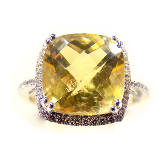 CET BJ011063-8.5 Square-Cut Yellow Topaz Ring - 5.21 Ct-Size 8.5