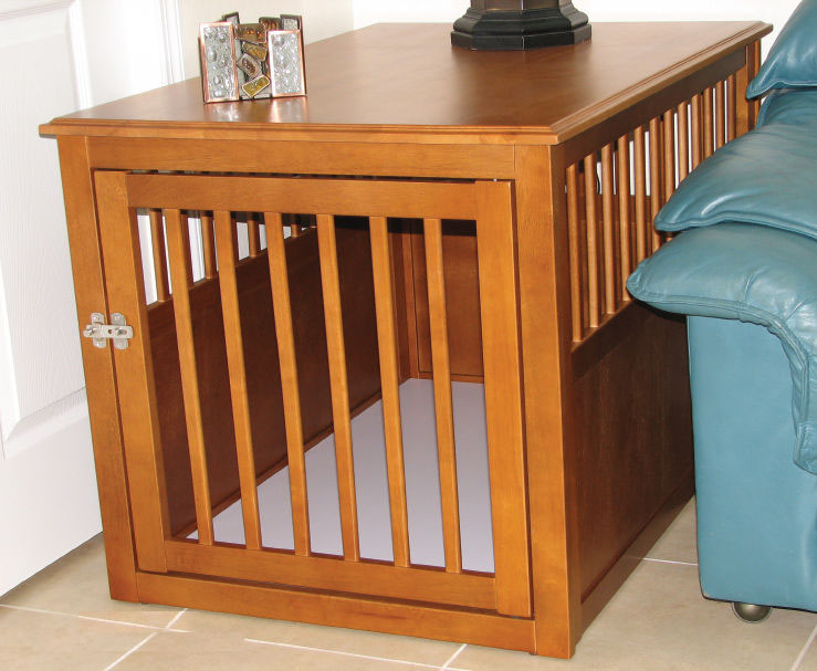 Crown Pet Products CrateLCH Crown Pet Crate Table#44; Large Size#44; Rubberwood with Chestnut Finish