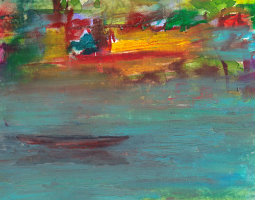 Ys640111bc Green Leaf Canvas Art Canoes On Lake