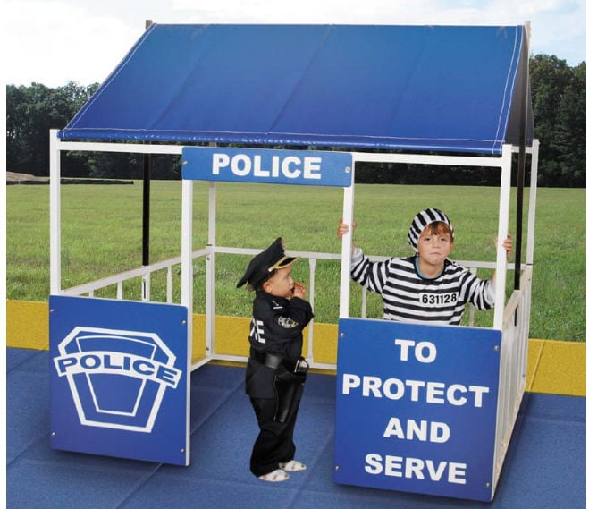 Wholesale Playgrounds Rpe-5214wt Police Station Playhouse With Table