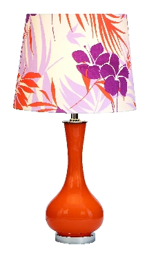 Benzara 40071 25 in. H Glass Metal Table Lamp Orange Flower