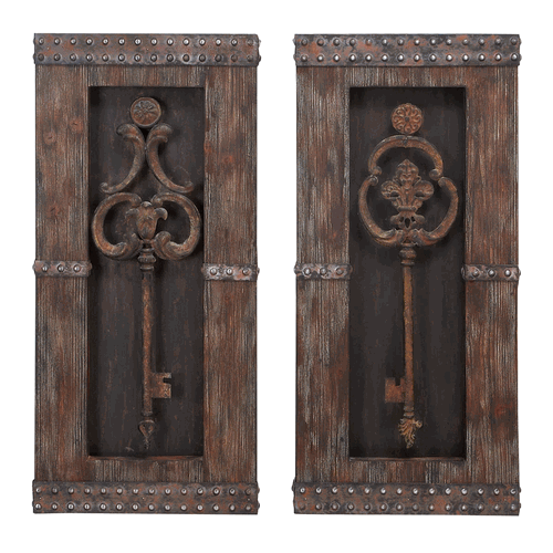 30 In. H X 14 In. W Wood Metal Wall Decor - Set Of 2