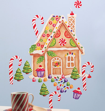 Wallies Wallcoverings 13502 Peel  Stick Holiday Mural Gingerbread House