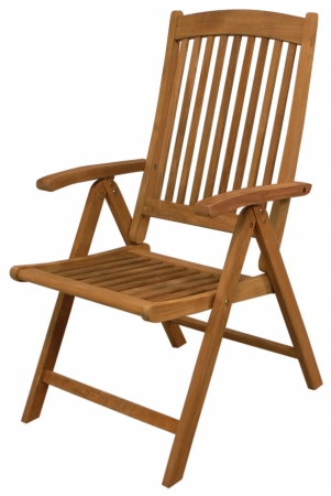 60062 Avalonin Folding Multi-position Deck Chair W-arms- Oiled Finish